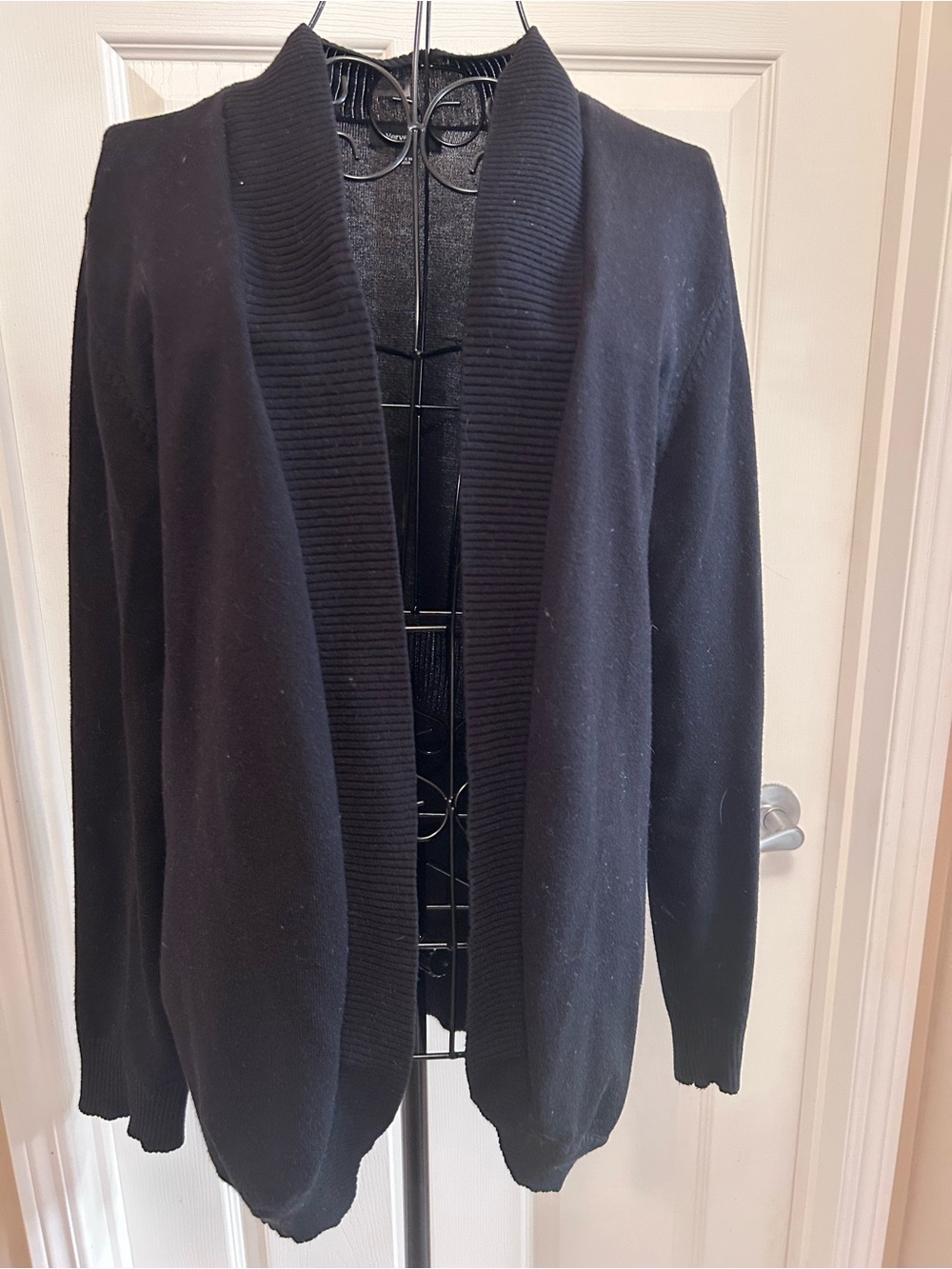 Verve Ami Women's Black Open-Front Shawl Cardigan